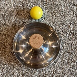 Lovevery stainless steel toy with shaker ball